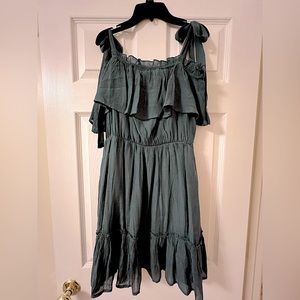 Cold Shoulder Tie Ruffle Dress